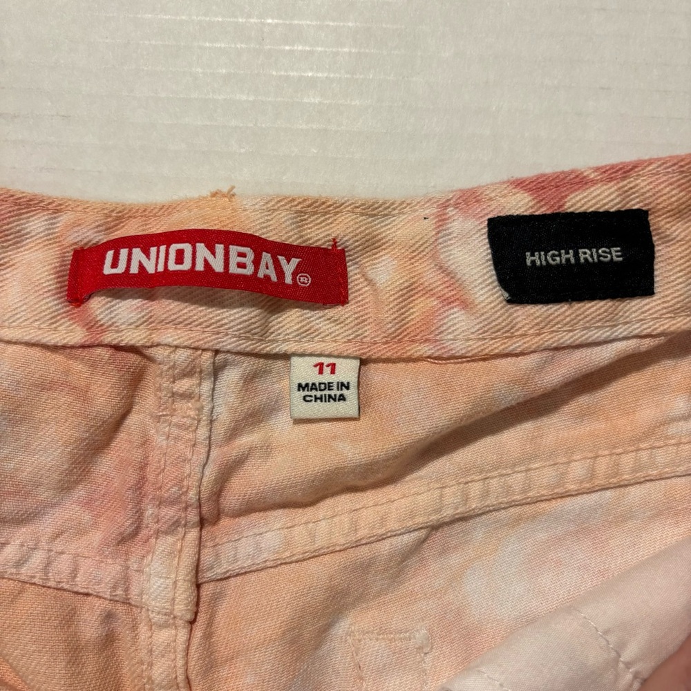 UNIONBAY Callie High Rise Tie‎ Dye Pink Orange Shorts Junior Size 11 - Picture 6 of 15